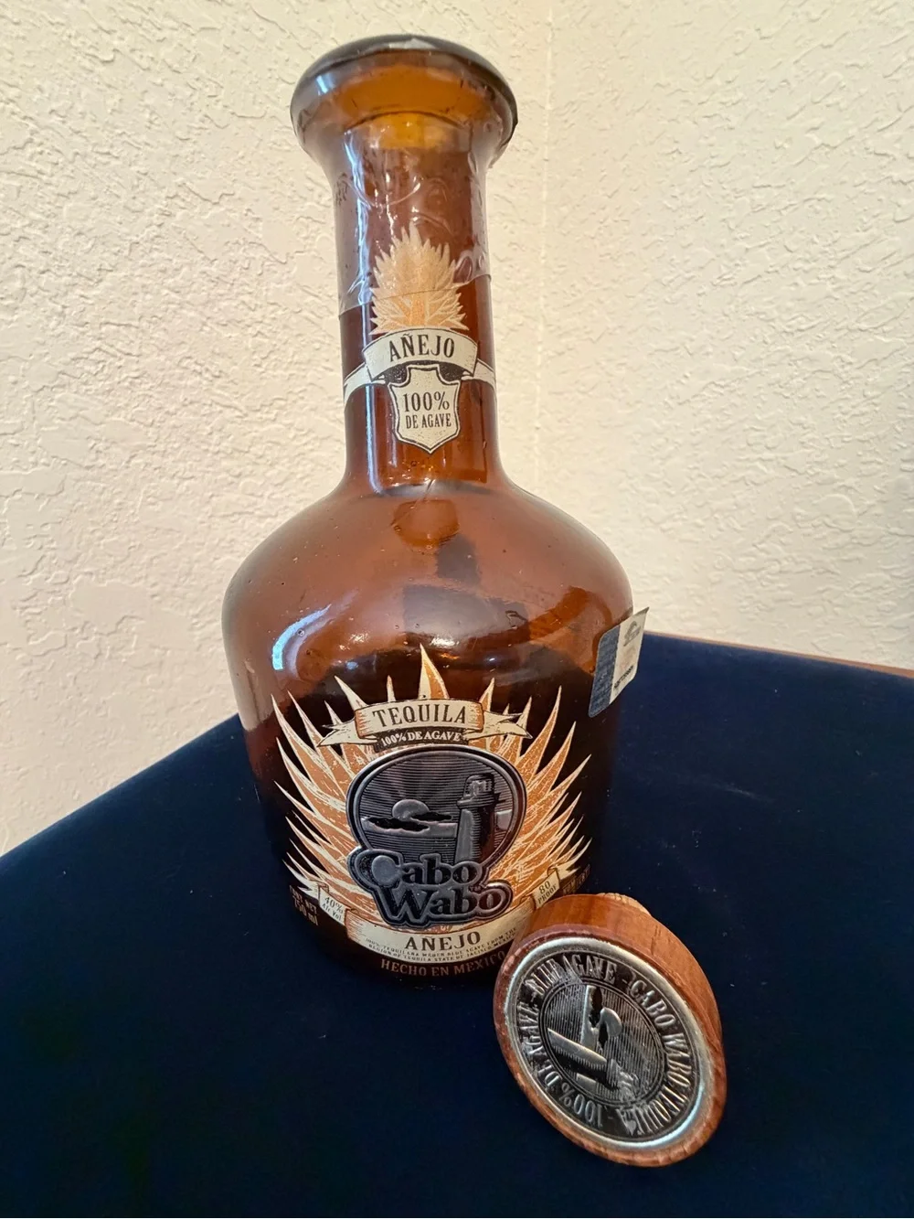 Empty Vintage Cabo Wabo Añejo Tequila Glass Bottle – Lighthouse Label (750ml)